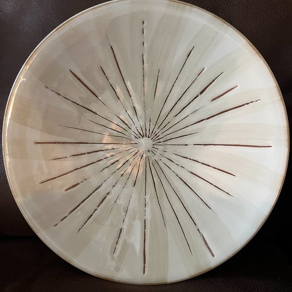 Pier 1 Sanctuary Dinner Plate in Tan with Brown Etched Starburst - Picture 3 of 6